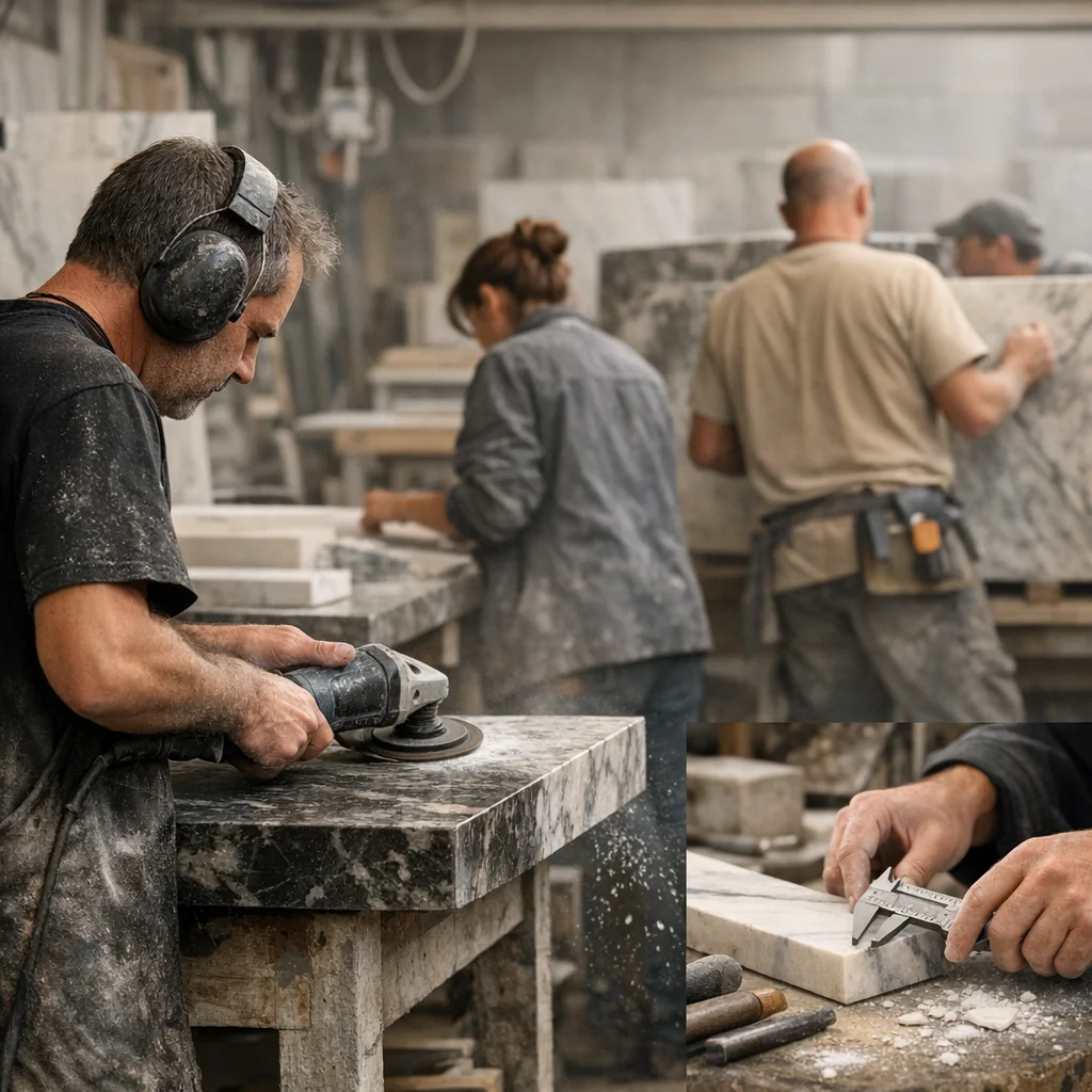 Ent.Meireles - Artisan marbrier au travail