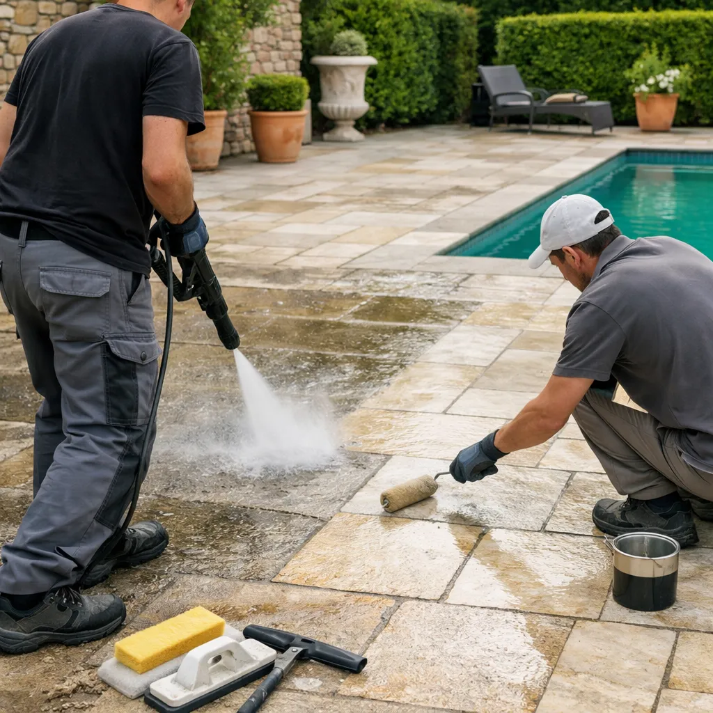 Ent.Meireles - Traitement terrasses en pierre